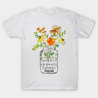 Happiness is being mimi floral gift T-Shirt